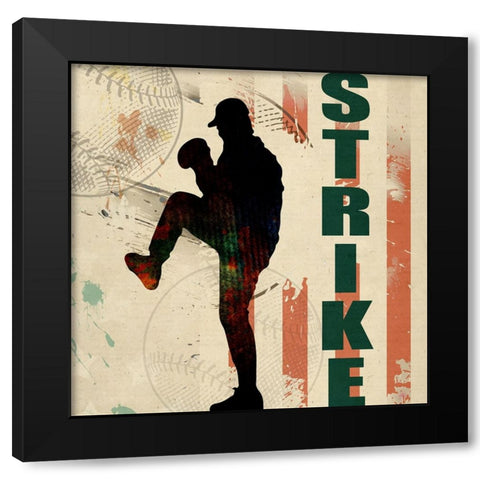 Baseball Urban Art 02 Black Modern Wood Framed Art Print with Double Matting by LightBoxJournal