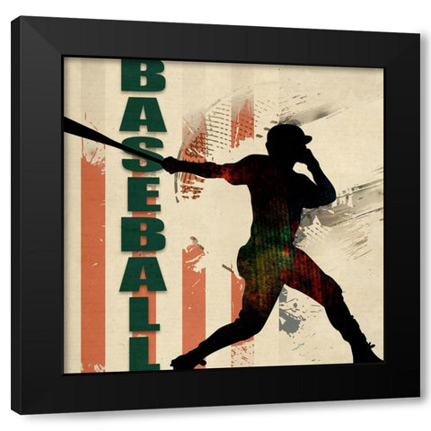 Baseball Urban Art Black Modern Wood Framed Art Print with Double Matting by LightBoxJournal