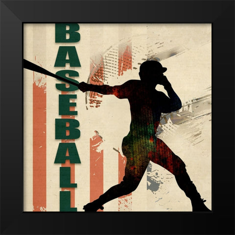 Baseball Urban Art Black Modern Wood Framed Art Print by LightBoxJournal