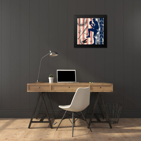 Vintage Baseball Sign 04 Black Modern Wood Framed Art Print by LightBoxJournal