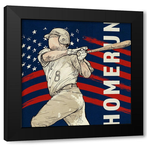 Vintage Baseball Sign Black Modern Wood Framed Art Print with Double Matting by LightBoxJournal