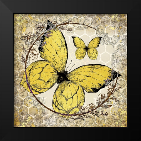 Honey Bee Butterfly 03 Black Modern Wood Framed Art Print by LightBoxJournal