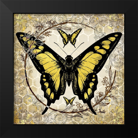 Honey Bee Butterfly 04 Black Modern Wood Framed Art Print by LightBoxJournal