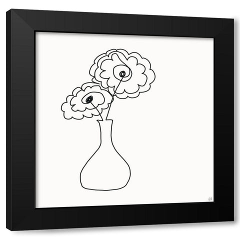 Floral Bouquet 1 Black Modern Wood Framed Art Print by Line and Brush