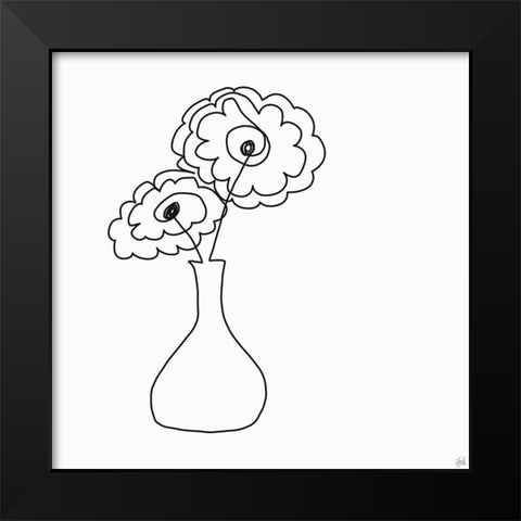 Floral Bouquet 1 Black Modern Wood Framed Art Print by Line and Brush