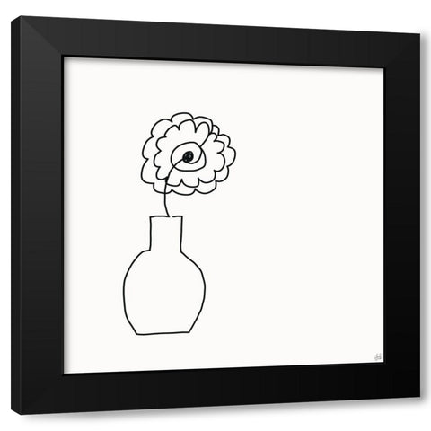 Floral Bouquet 2 Black Modern Wood Framed Art Print by Line and Brush