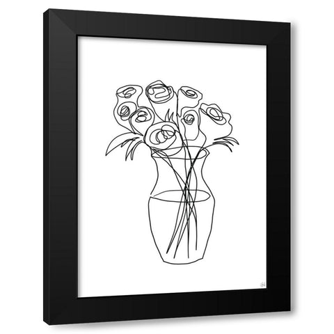 Floral Bunch 2 Black Modern Wood Framed Art Print by Line and Brush