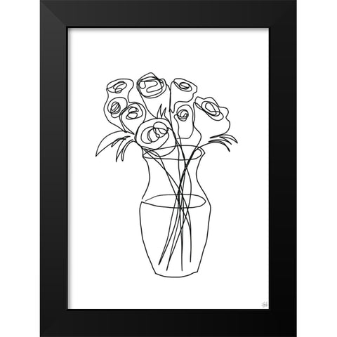 Floral Bunch 2 Black Modern Wood Framed Art Print by Line and Brush
