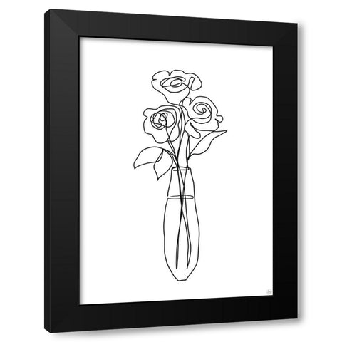 Floral Bunch 3 Black Modern Wood Framed Art Print with Double Matting by Line and Brush