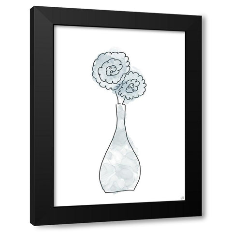 Floral Glass Bunch 1 Black Modern Wood Framed Art Print with Double Matting by Line and Brush