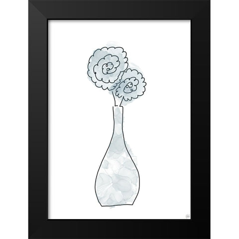 Floral Glass Bunch 1 Black Modern Wood Framed Art Print by Line and Brush