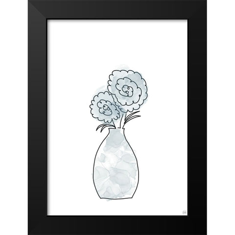 Floral Glass Bunch 2 Black Modern Wood Framed Art Print by Line and Brush