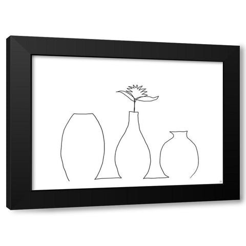 Floral Set Still Life 1 Black Modern Wood Framed Art Print by Line and Brush