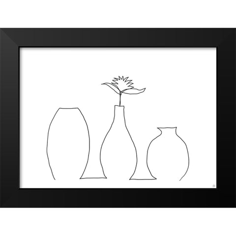 Floral Set Still Life 1 Black Modern Wood Framed Art Print by Line and Brush