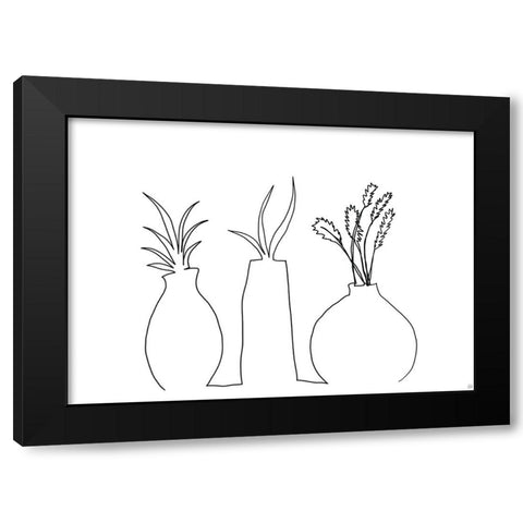 Floral Set Still Life 2 Black Modern Wood Framed Art Print by Line and Brush