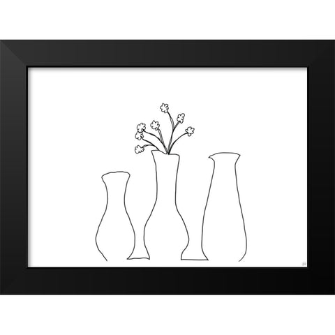 Floral Set Still Life 3 Black Modern Wood Framed Art Print by Line and Brush