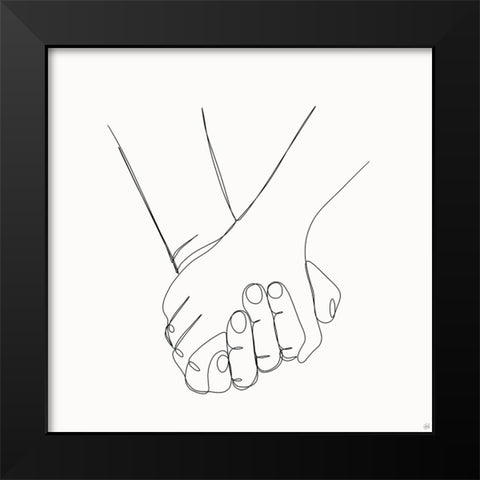 Holding Hands 1 Black Modern Wood Framed Art Print by Line and Brush