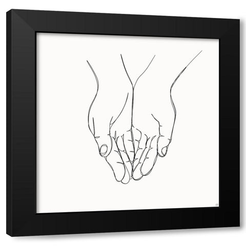 Holding Hands 3 Black Modern Wood Framed Art Print with Double Matting by Line and Brush