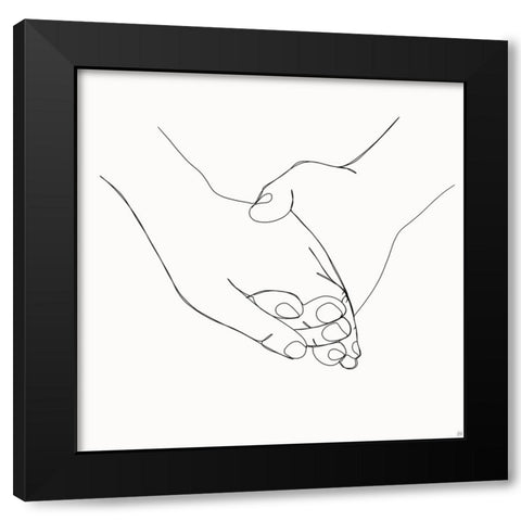 Holding Hands 4 Black Modern Wood Framed Art Print by Line and Brush
