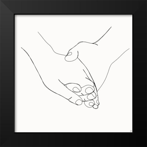 Holding Hands 4 Black Modern Wood Framed Art Print by Line and Brush