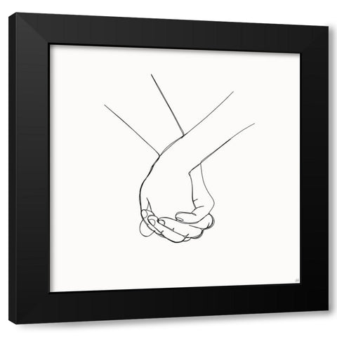 Holding Hands 5 Black Modern Wood Framed Art Print with Double Matting by Line and Brush