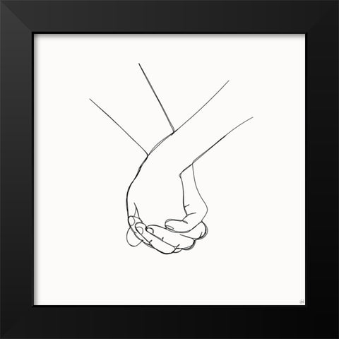 Holding Hands 5 Black Modern Wood Framed Art Print by Line and Brush