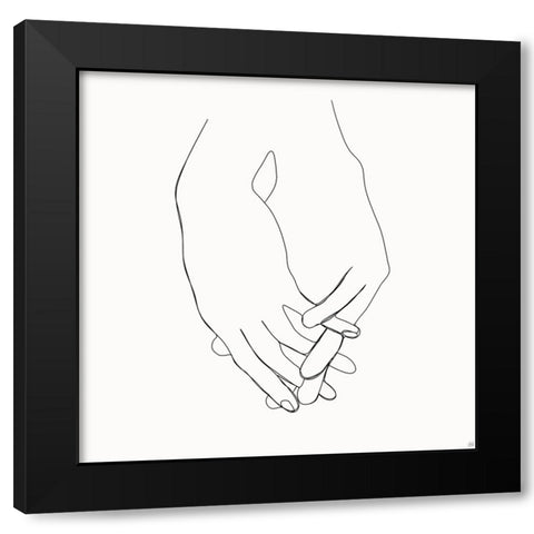 Holding Hands 6 Black Modern Wood Framed Art Print by Line and Brush