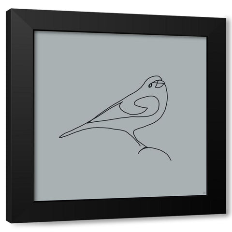 Line Bird 1 Black Modern Wood Framed Art Print by Line and Brush