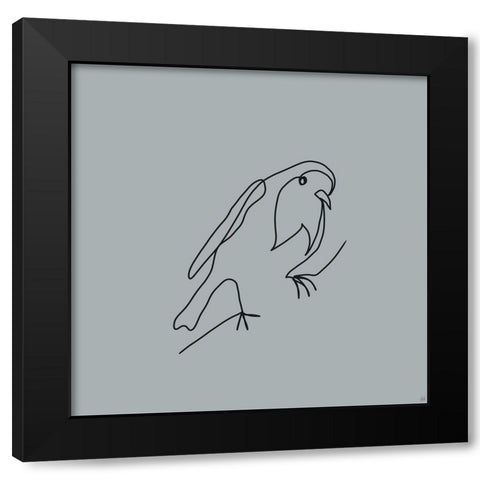 Line Bird 2 Black Modern Wood Framed Art Print with Double Matting by Line and Brush