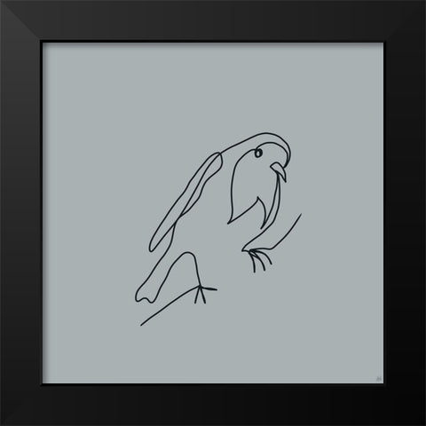 Line Bird 2 Black Modern Wood Framed Art Print by Line and Brush