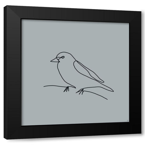 Line Bird 3 Black Modern Wood Framed Art Print by Line and Brush