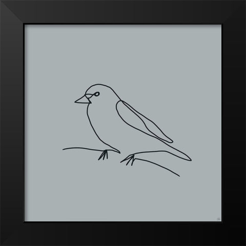 Line Bird 3 Black Modern Wood Framed Art Print by Line and Brush