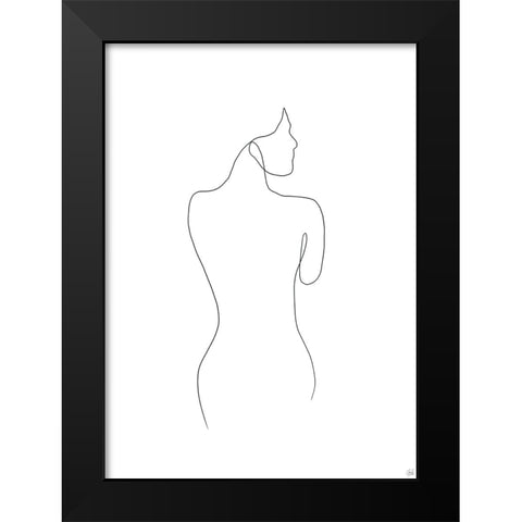 Line Female Back 1 Black Modern Wood Framed Art Print by Line and Brush