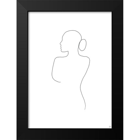 Line Female Back 2 Black Modern Wood Framed Art Print by Line and Brush