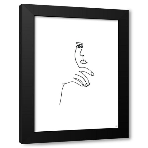 Line Female Look 2 Black Modern Wood Framed Art Print by Line and Brush