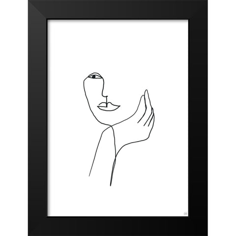 Line Female Look 3 Black Modern Wood Framed Art Print by Line and Brush