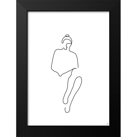Line Female Work 1 Black Modern Wood Framed Art Print by Line and Brush