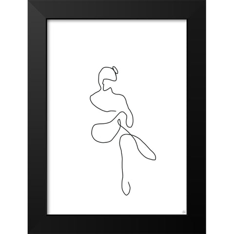Line Female Work 2 Black Modern Wood Framed Art Print by Line and Brush