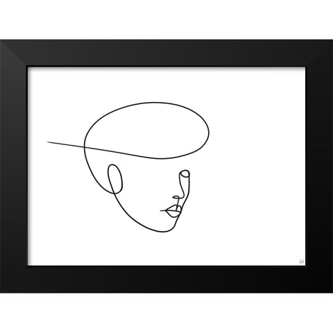 Line Lady 5 Black Modern Wood Framed Art Print by Line and Brush