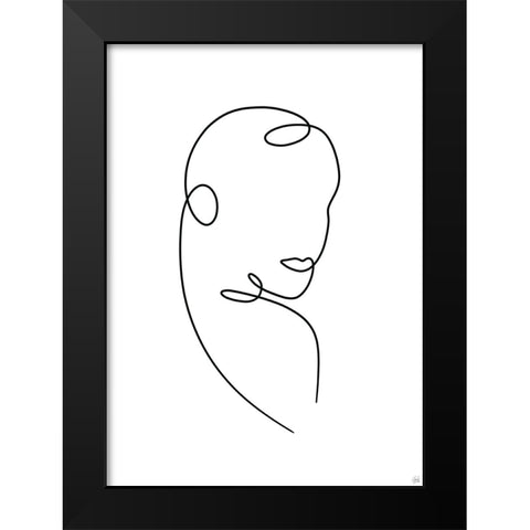 Line Lady 10 Black Modern Wood Framed Art Print by Line and Brush
