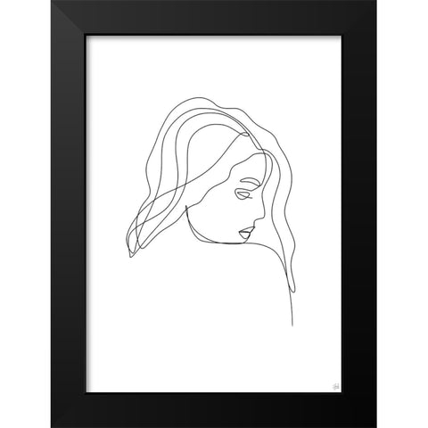 Line Lady Portrait 3 Black Modern Wood Framed Art Print by Line and Brush