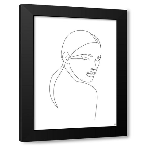 Line Lady Portrait 2 Black Modern Wood Framed Art Print with Double Matting by Line and Brush