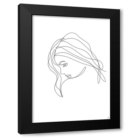 Line Lady Portrait 4 Black Modern Wood Framed Art Print with Double Matting by Line and Brush