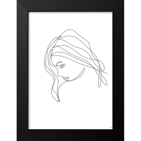 Line Lady Portrait 4 Black Modern Wood Framed Art Print by Line and Brush