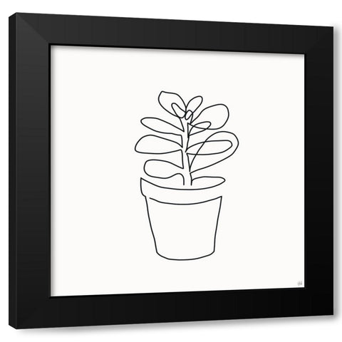 Line Succulent 1 Black Modern Wood Framed Art Print with Double Matting by Line and Brush