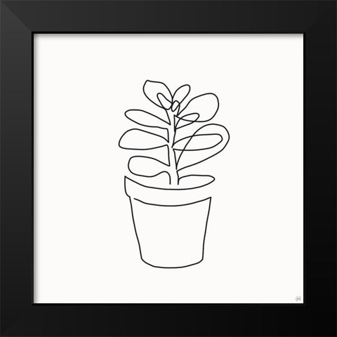 Line Succulent 1 Black Modern Wood Framed Art Print by Line and Brush