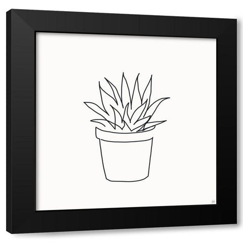 Line Succulent 2 Black Modern Wood Framed Art Print with Double Matting by Line and Brush