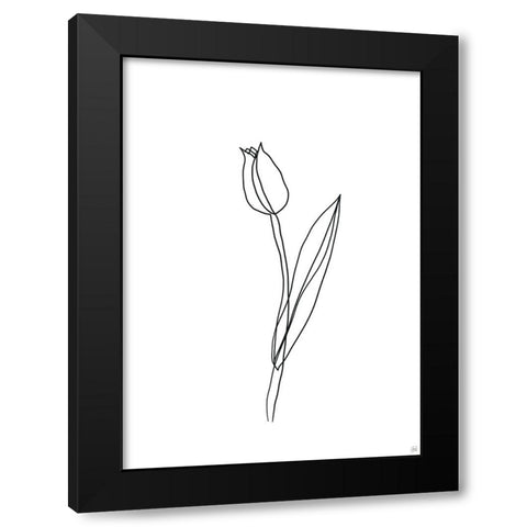 Line Tulips 2 Black Modern Wood Framed Art Print by Line and Brush