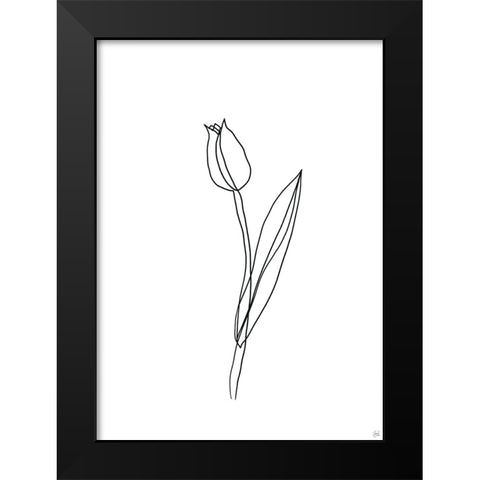 Line Tulips 2 Black Modern Wood Framed Art Print by Line and Brush