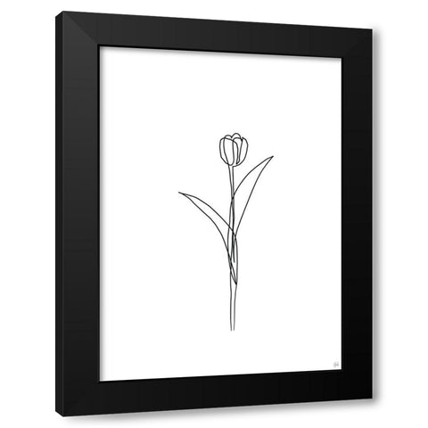 Line Tulips 3 Black Modern Wood Framed Art Print with Double Matting by Line and Brush